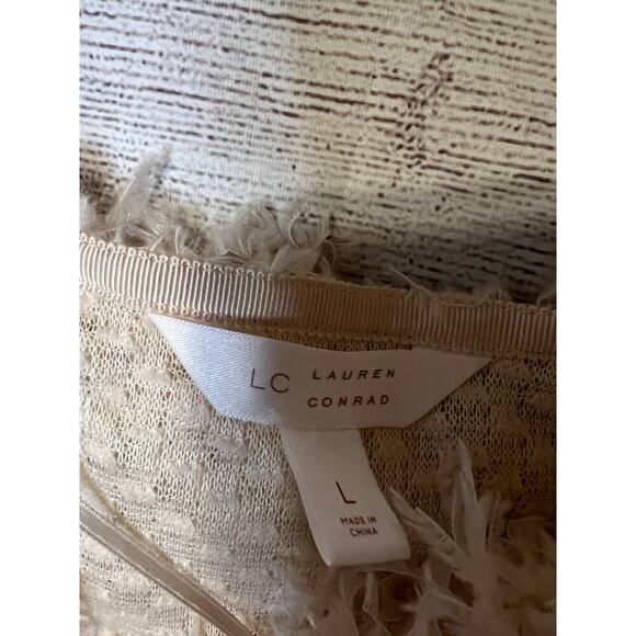 Lauren Conrad Women’s Large Beige Fuzzy Open Front Cardigan NWT - Picture 5 of 5